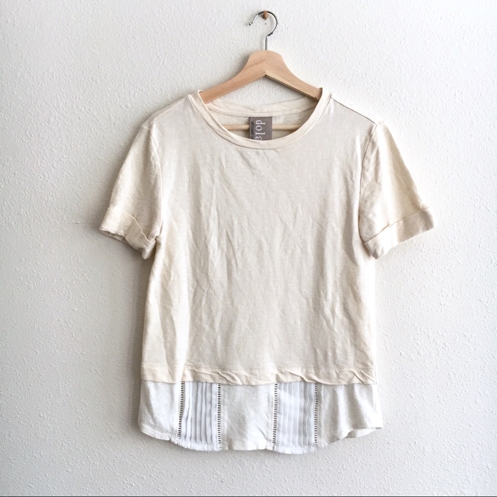 Anthro Dolan Top Layered Sweatshirt Short Sleeves - Picture 2 of 8